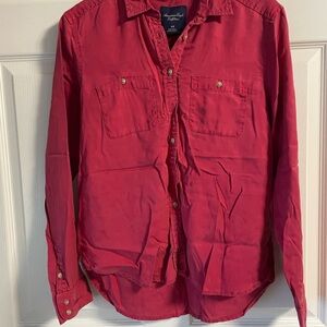 American Eagle Outfitters Vibrant Red Button-Down Shirt